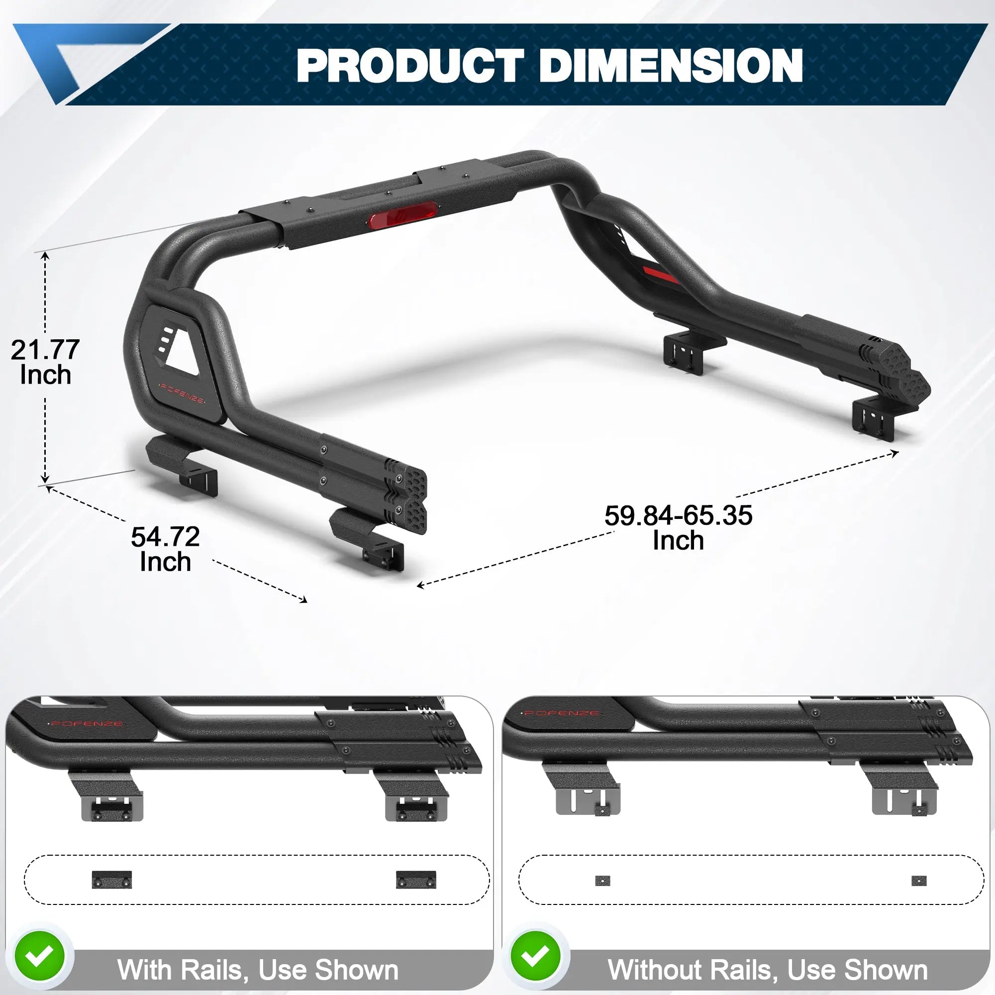 Truck Bed Roll Bar for Full-Size Pickup Trucks | Universal Adjustable - POFENZE