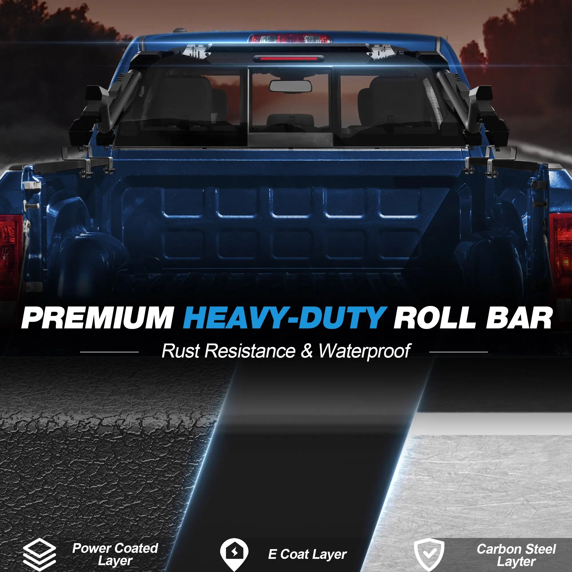 Truck Roll Bar 54.33"–59.84" Heavy Duty Pickup Truck Roll Bar for Mid-Size Trucks POFENZE 
