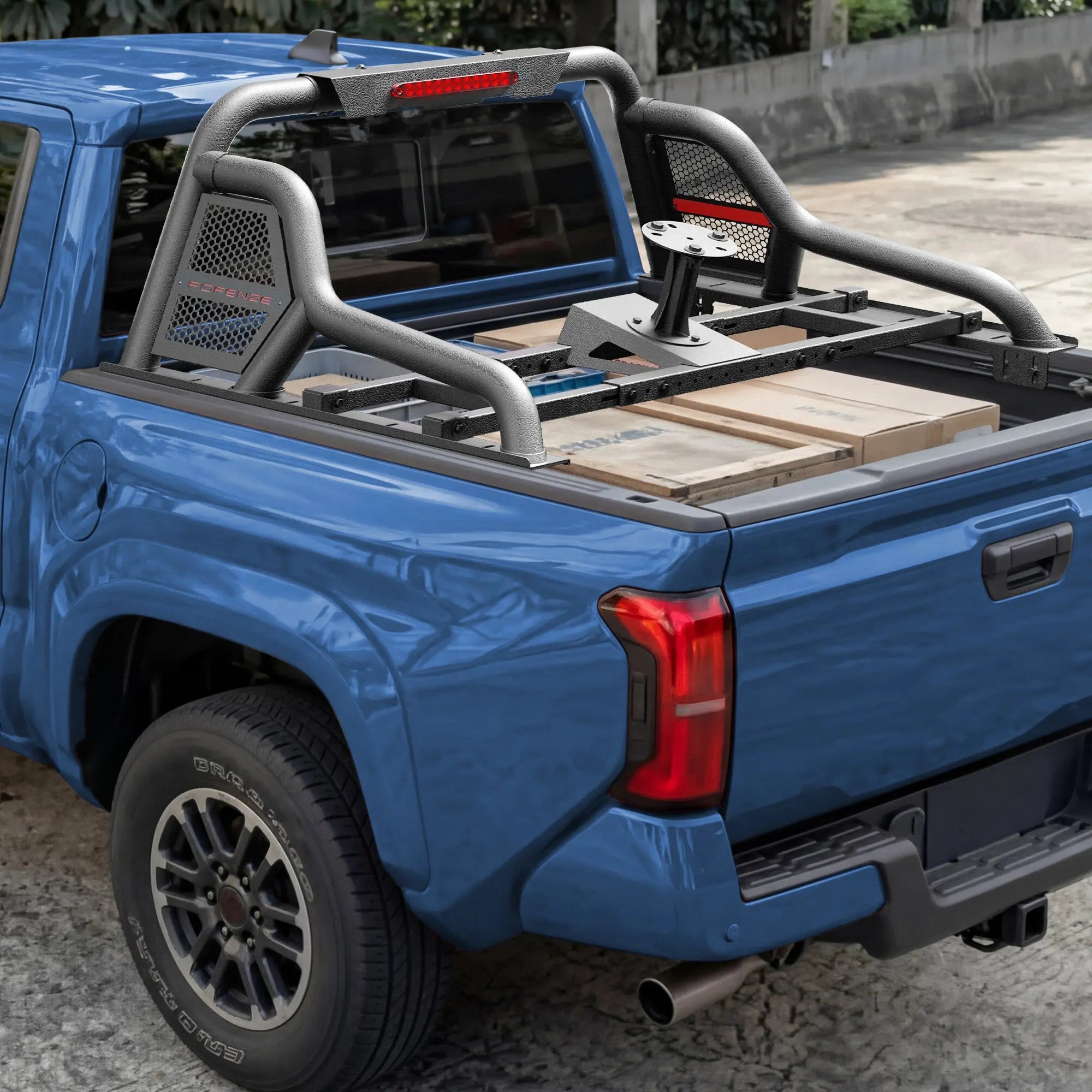 Truck Roll Bar Adjustable 56.88"–62.40" Universal Fit Mid-Size Pickup Truck with/without Bed Rails Sport Roll Bar with Brake Light POFENZE 
