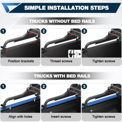 Truck Roll Bar Heavy Duty Truck Bed Rack and Headache Rack for Mid-Size Pickup Trucks POFENZE 