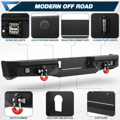 Tundra Bumper Set, Front & Rear Bumper Full Width for 2007-2013 Tundra Pickup, w/LED Lights and D-rings