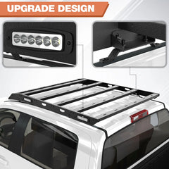 Tundra CrewMax Roof Rack Top Cargo Carrier Heavy Duty Roof Rack Cross Bars with Side LED Lights Compatible with 2007-2021 Toyota Tundra 2th 3th Gen (4 Doors Only) POFENZE