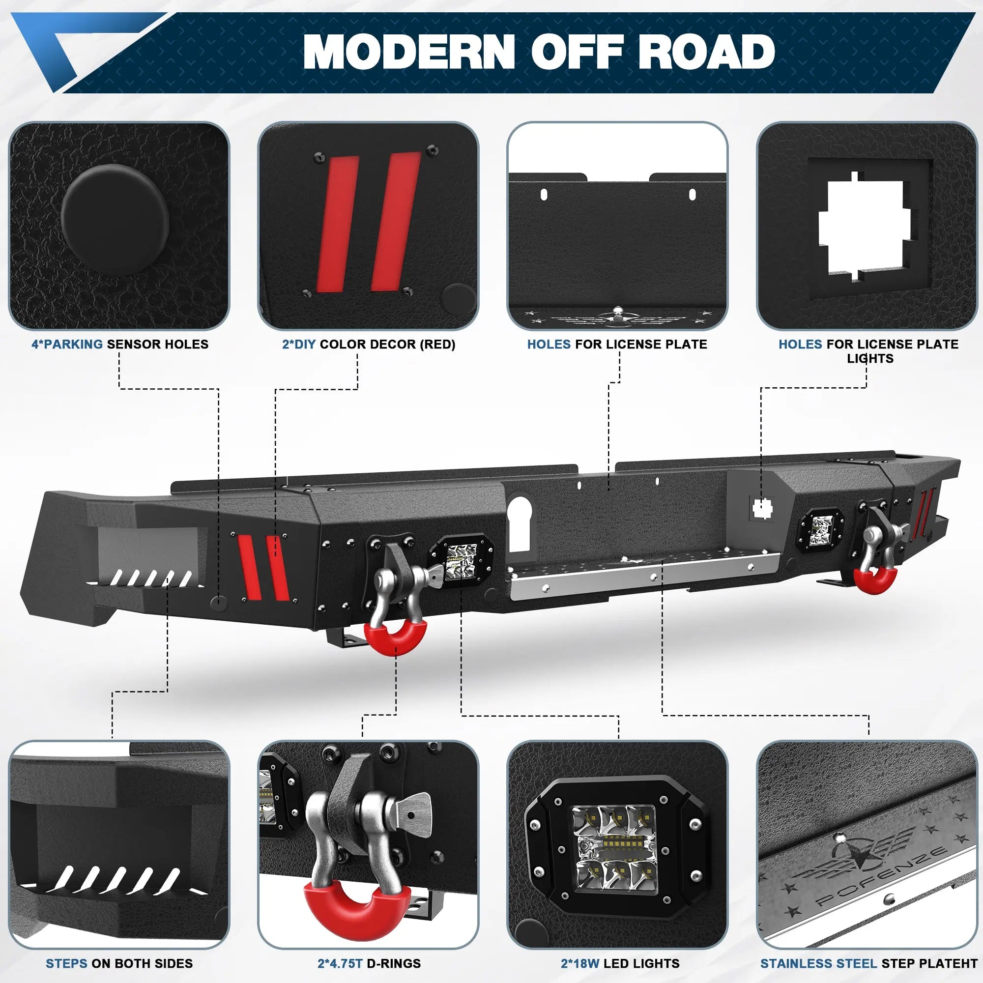 Tundra Bumper Front Bumper and Rear Bumper Set for 2014-2021 Toyota Tundra Pickup - POFENZE