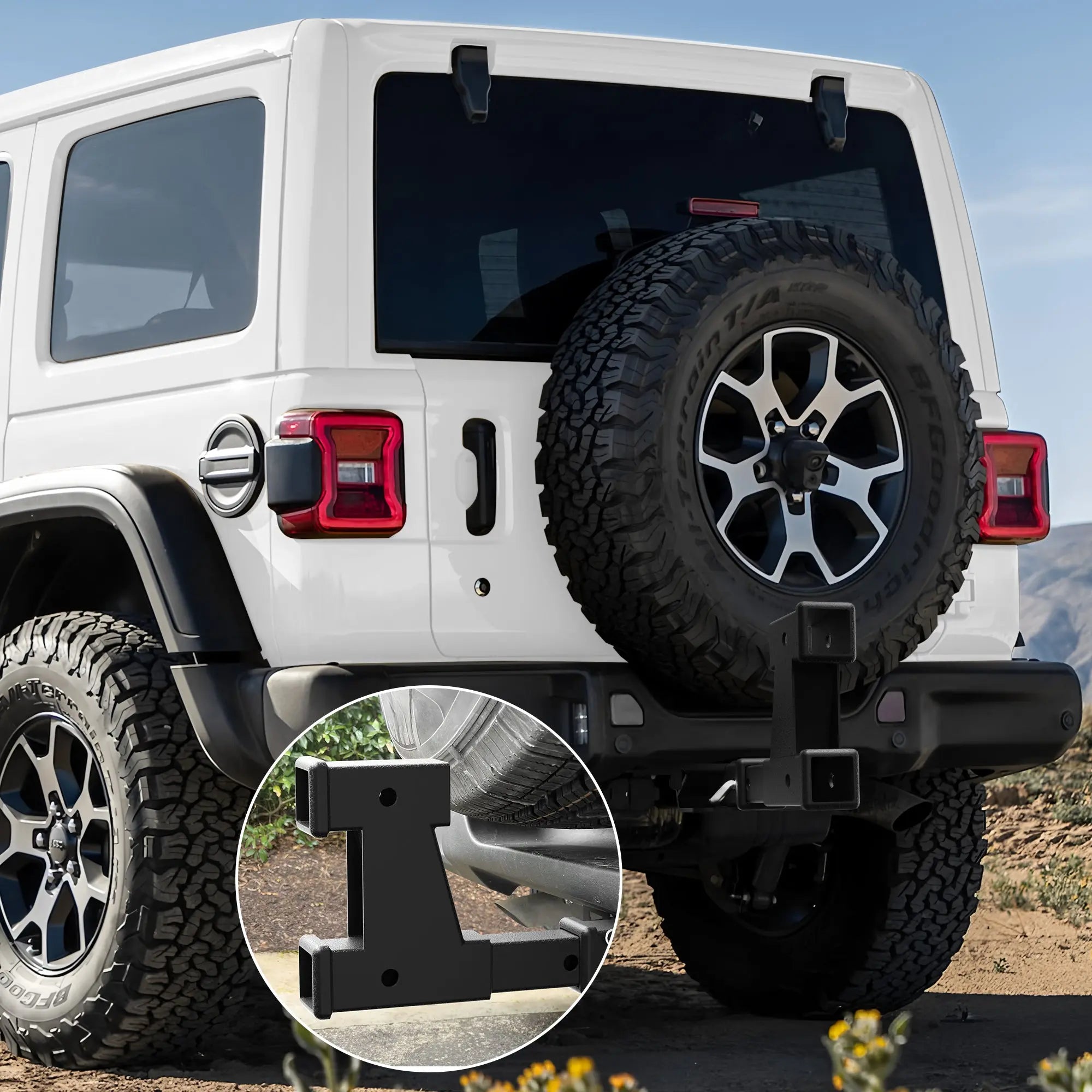 Universal Hitch Bump Step for 2" Receivers Includes Anti-theft lock Stabilizer Plate with Pin Lock Bumper Protector Textured POFENZE