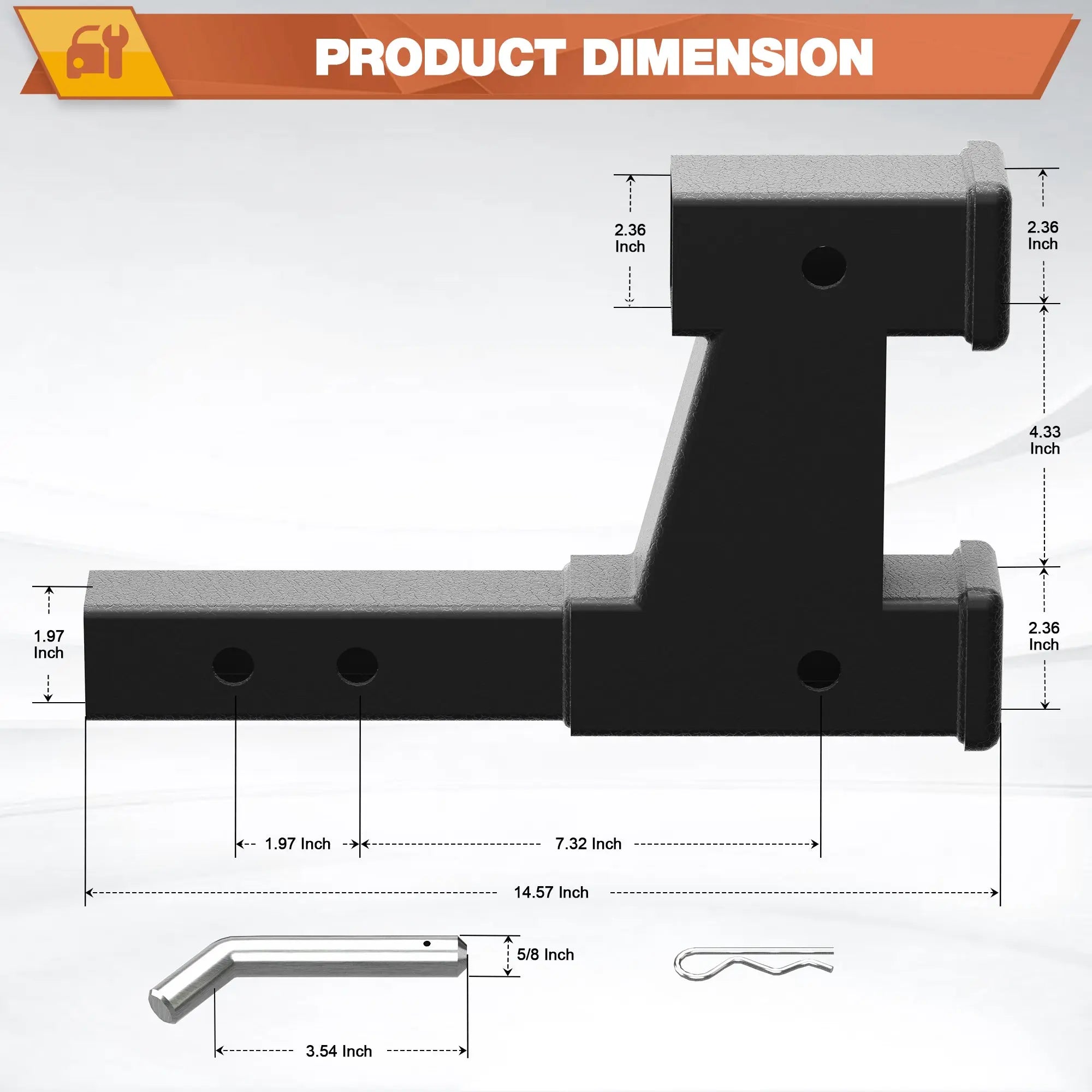 Universal Hitch Bump Step for 2" Receivers Includes Anti-theft lock Stabilizer Plate with Pin Lock Bumper Protector Textured POFENZE