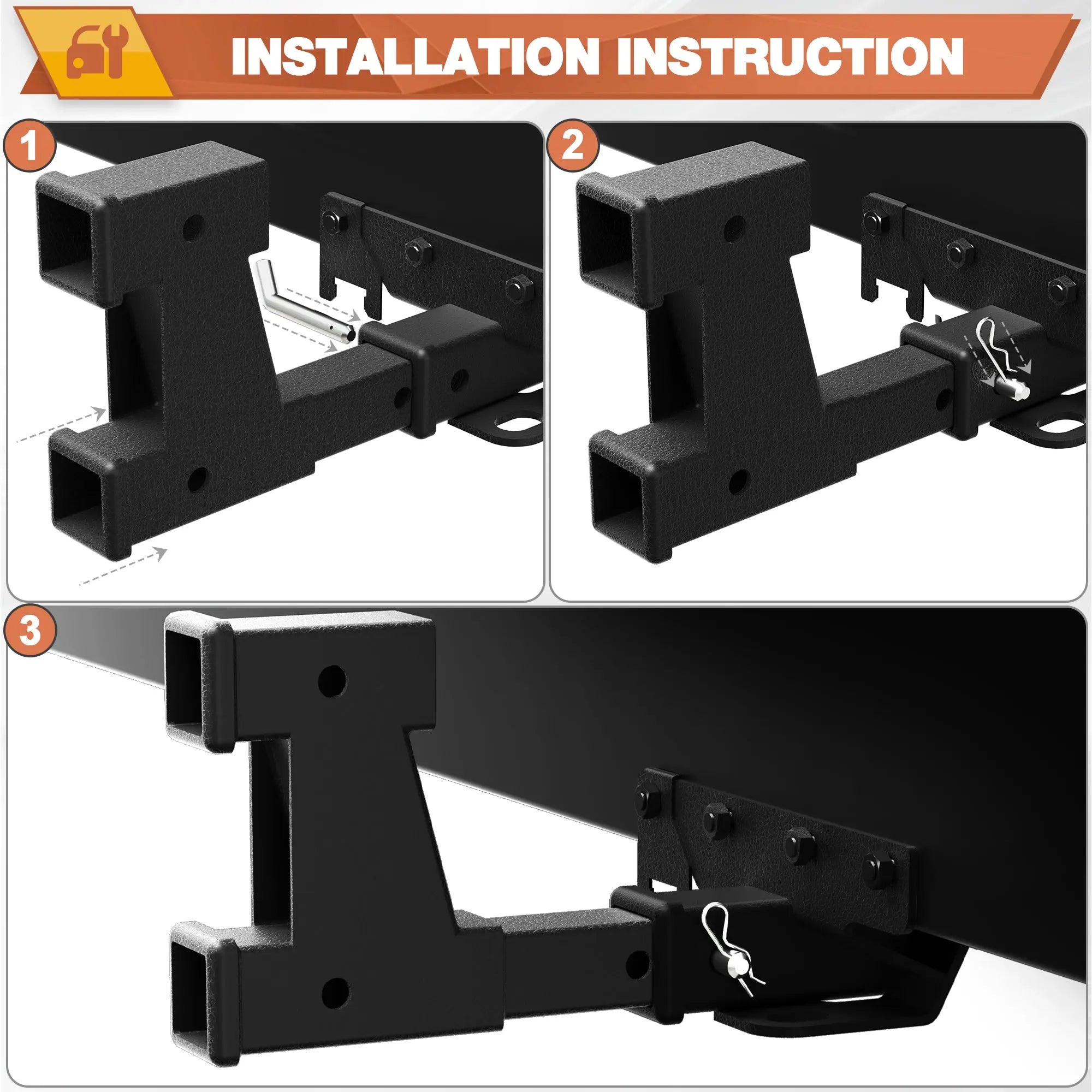 Universal Hitch Bump Step for 2" Receivers Includes Anti-theft lock Stabilizer Plate with Pin Lock Bumper Protector Textured POFENZE