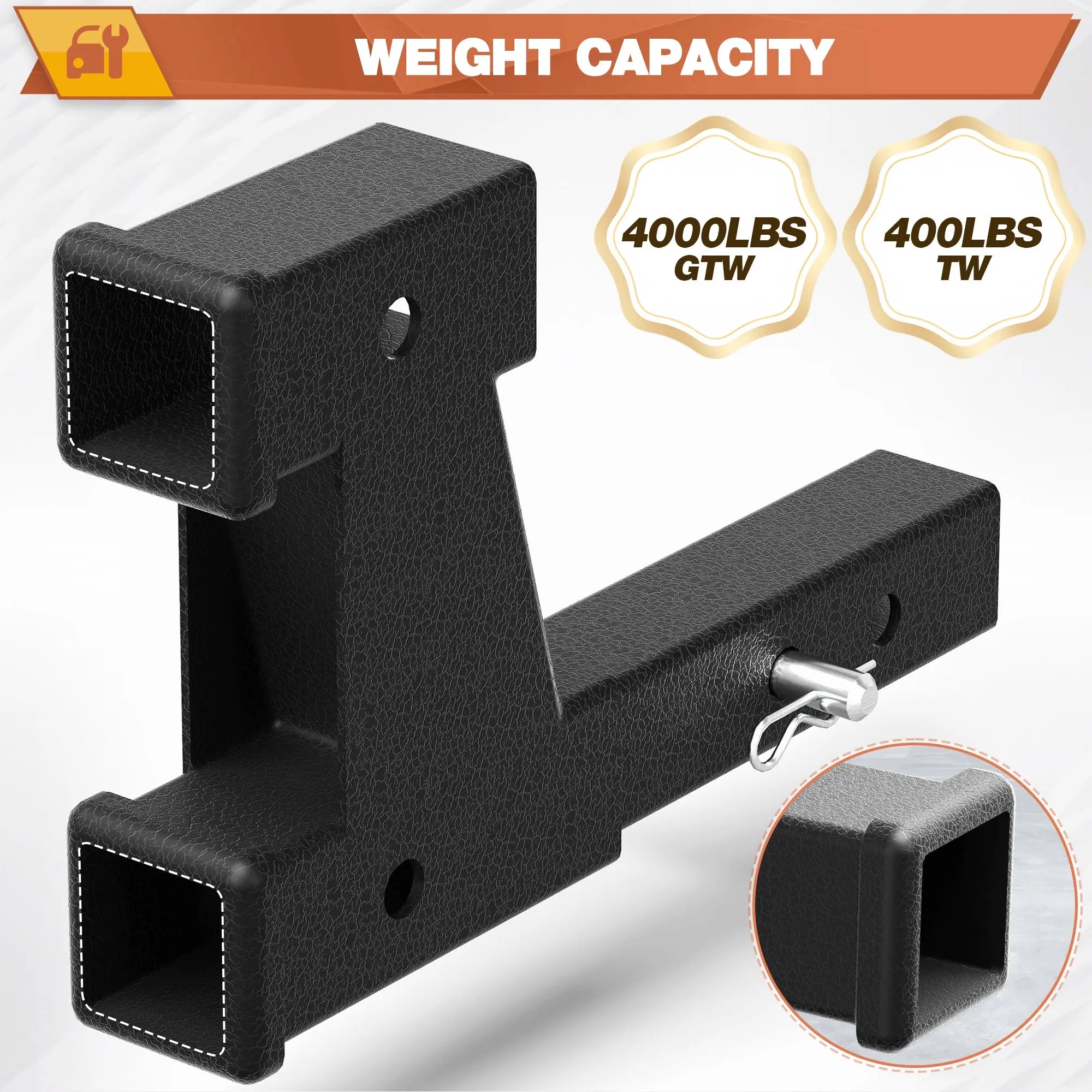 Universal Hitch Bump Step for 2" Receivers Includes Anti-theft lock Stabilizer Plate with Pin Lock Bumper Protector Textured POFENZE