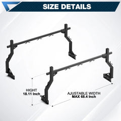 Universal Truck Bed Rack for All Size Pickup Easy Install Ladder Rack for Bike and Kayak - POFENZE