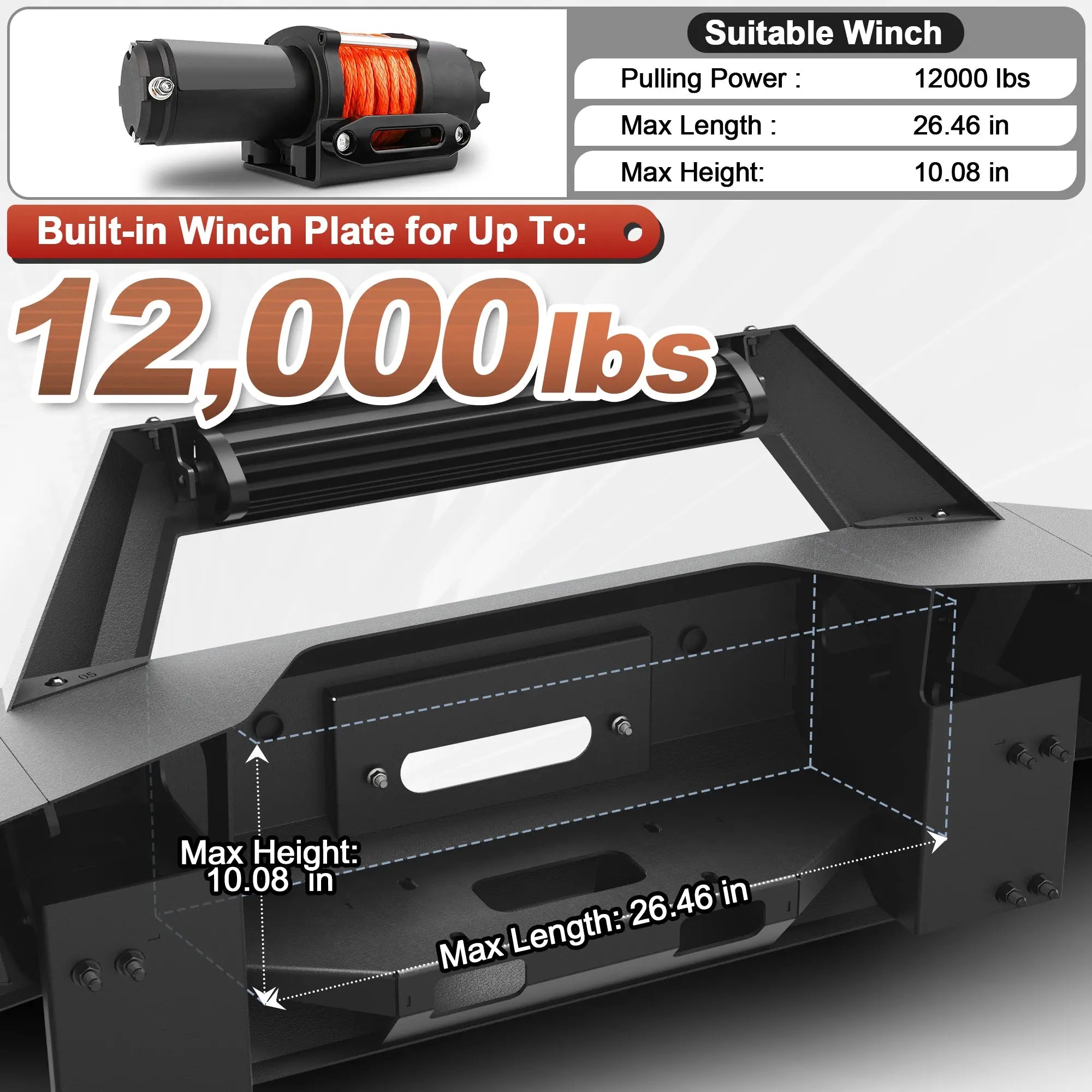 for 2000-2006 Toyota Tundra Front Bumper Full Width Bumper with Winch Plate, LED Lights and D-rings POFENZE